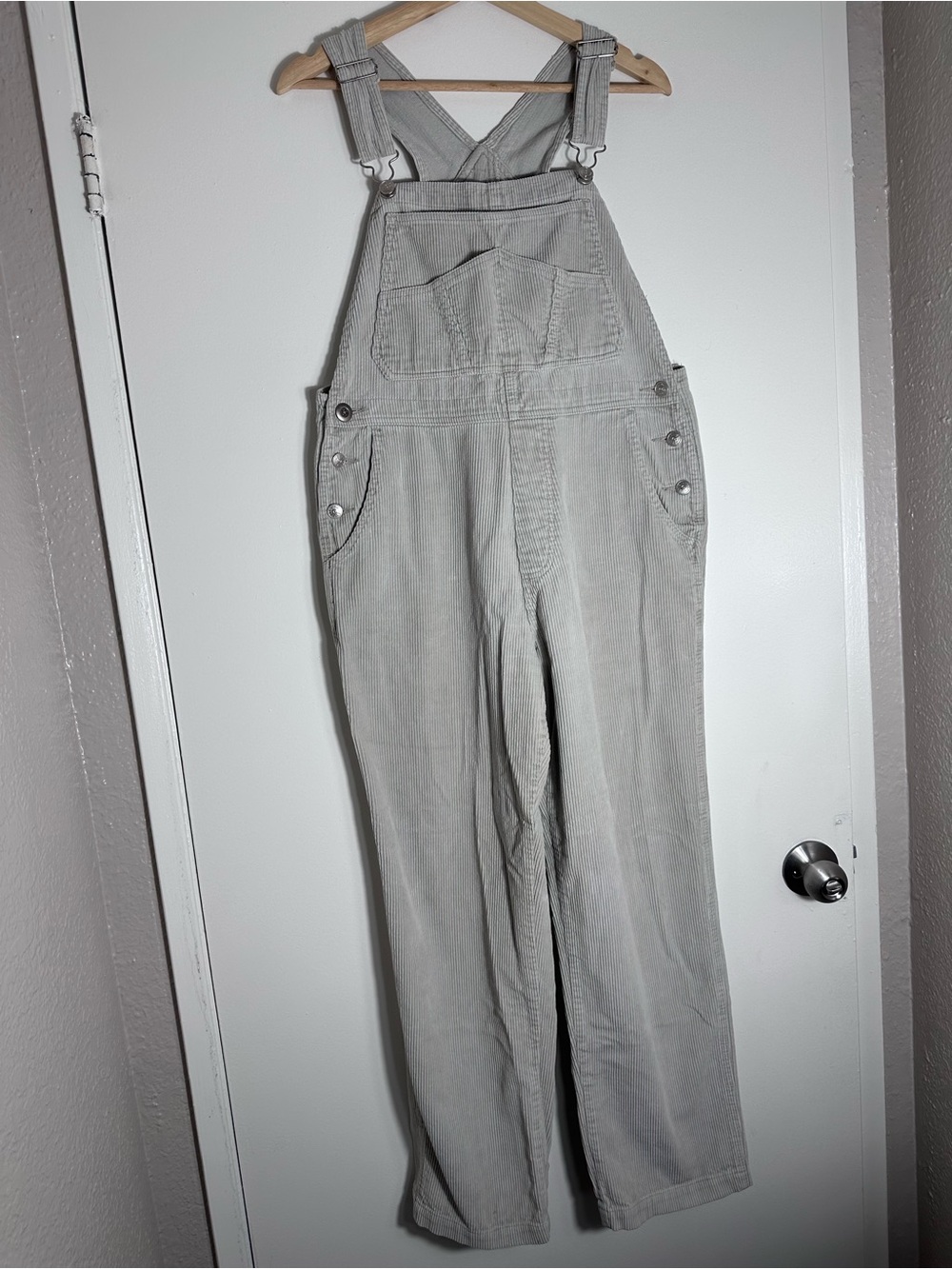 Vintage 90s Light Gray Corduroy Overalls